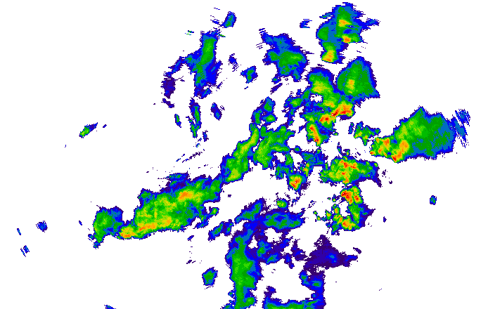 Meteoradar - aktuální srážky 2025-07-15 18:45:00